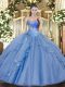 Elegant Sweetheart Sleeveless Tulle Sweet 16 Quinceanera Dress Beading and Ruffles Lace Up
