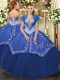 Sweetheart Sleeveless Lace Up 15th Birthday Dress Blue Satin and Tulle