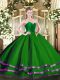 Floor Length Green Sweet 16 Quinceanera Dress Tulle Sleeveless Ruffled Layers