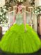 Fashion Sleeveless Beading and Ruffles Lace Up Ball Gown Prom Dress