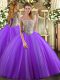 Lavender Quinceanera Dresses Sweet 16 and Quinceanera with Beading Off The Shoulder Sleeveless Lace Up