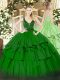 Straps Sleeveless Zipper Sweet 16 Quinceanera Dress Green Organza