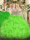 Top Selling Floor Length Two Pieces Sleeveless Quinceanera Dress Lace Up