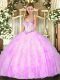 Sweetheart Sleeveless Organza Quinceanera Gowns Beading and Ruffles Lace Up