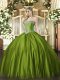Floor Length Olive Green Quinceanera Dress Satin Sleeveless Beading
