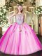 Spectacular Lilac Tulle Zipper Scoop Sleeveless Floor Length Sweet 16 Dresses Beading and Appliques