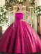 Edgy Hot Pink Sleeveless Appliques Floor Length Quince Ball Gowns