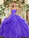 Low Price Lavender Sweetheart Lace Up Beading and Ruffles Quinceanera Gown Sleeveless