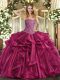 Dazzling Sleeveless Beading and Ruffles Lace Up 15th Birthday Dress