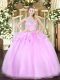 Delicate Lilac Lace Up Quinceanera Dress Lace Sleeveless Floor Length