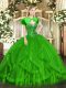 Sweetheart Sleeveless Tulle Quinceanera Dresses Beading and Ruffles Lace Up