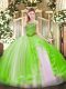 Luxury Ball Gowns Strapless Sleeveless Tulle Floor Length Lace Up Beading and Ruffles Quinceanera Gown