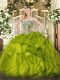 Olive Green Sleeveless Beading and Ruffled Layers Floor Length Sweet 16 Quinceanera Dress