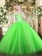 Green Sleeveless Floor Length Beading Lace Up Sweet 16 Quinceanera Dress