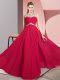Red Prom Gown Prom and Party with Beading Scoop Sleeveless Clasp Handle