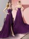 Best Purple Empire Beading Prom Party Dress Zipper Chiffon Sleeveless High Low