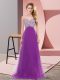 Luxurious Purple Empire Sweetheart Sleeveless Tulle Floor Length Lace Up Beading Prom Gown