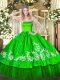Strapless Sleeveless Sweet 16 Quinceanera Dress Floor Length Embroidery Organza and Taffeta