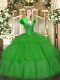 Glittering Green Sweetheart Lace Up Beading and Ruffled Layers 15th Birthday Dress Sleeveless