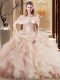 Decent Ball Gowns Sleeveless Peach Sweet 16 Dress Brush Train Lace Up
