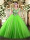 Ball Gowns 15th Birthday Dress Scoop Tulle Sleeveless Floor Length Lace Up