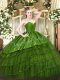 Admirable Embroidery and Ruffled Layers Quinceanera Gowns Green Zipper Sleeveless Floor Length