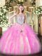 Modest Floor Length Lilac 15th Birthday Dress Scoop Sleeveless Zipper