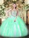Pretty Tulle Sleeveless Floor Length 15th Birthday Dress and Beading and Ruffles Pretty Tulle Sleeveless Floor Length 15th Birthday Dress and Beading and Ruffles