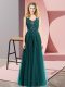 Great Floor Length Backless Turquoise for Prom and Party with Beading and Appliques