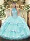 Chic Beading and Ruffled Layers Sweet 16 Quinceanera Dress Apple Green Lace Up Sleeveless Floor Length