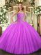 Fashion Lilac Sweetheart Lace Up Beading 15th Birthday Dress Sleeveless