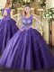 Purple Sweet 16 Quinceanera Dress Sweet 16 and Quinceanera with Beading and Appliques Scoop Sleeveless Lace Up  Purple Sweet 16 Quinceanera Dress Sweet 16 and Quinceanera with Beading and Appliques Scoop Sleeveless Lace Up