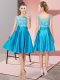 Blue Sleeveless Satin Zipper Prom Evening Gown for Prom and Party