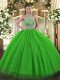 Dynamic Halter Top Lace Up Beading Quince Ball Gowns Sleeveless