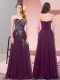 Fashion Floor Length Dark Purple Prom Dress Sweetheart Sleeveless Lace Up