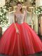 Off The Shoulder Sleeveless Tulle 15 Quinceanera Dress Beading Lace Up