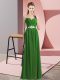 Green Chiffon Lace Up Prom Party Dress Sleeveless Floor Length Beading