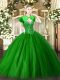 Super Green Ball Gowns Sweetheart Sleeveless Tulle Floor Length Lace Up Beading Sweet 16 Dress