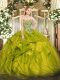 Olive Green Lace Up Sweetheart Beading and Ruffles 15 Quinceanera Dress Organza Sleeveless