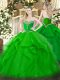 Best Selling Green Sweetheart Lace Up Beading and Ruffles Quince Ball Gowns Sleeveless