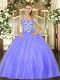 Ball Gowns Quinceanera Dress Lavender Straps Organza Sleeveless Floor Length Lace Up