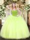 Best Selling Sweetheart Sleeveless Lace Up Sweet 16 Quinceanera Dress Yellow Green Organza