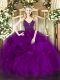 Floor Length Purple Quinceanera Dress Straps Sleeveless Zipper