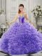 Court Train Ball Gowns 15 Quinceanera Dress Lavender Sweetheart Organza Sleeveless Lace Up