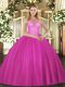 Super Fuchsia High-neck Lace Up Beading Quinceanera Dresses Sleeveless  Super Fuchsia High-neck Lace Up Beading Quinceanera Dresses Sleeveless