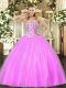 Edgy Tulle Sweetheart Sleeveless Lace Up Beading Sweet 16 Dresses in Lilac