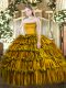 Simple Brown Zipper Strapless Ruffled Layers 15 Quinceanera Dress Organza Sleeveless