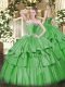 Sophisticated Sweetheart Sleeveless Lace Up 15th Birthday Dress Green Organza and Taffeta