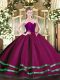 High End Fuchsia Tulle Zipper Quinceanera Gown Sleeveless Floor Length Ruffled Layers