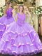 Trendy Ball Gowns Quinceanera Dress Lavender Scoop Organza Sleeveless Floor Length Zipper